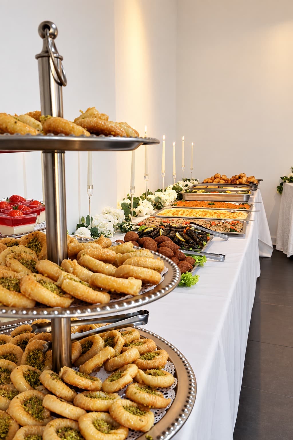 Buffet de pâtisseries orientales sur présentoir