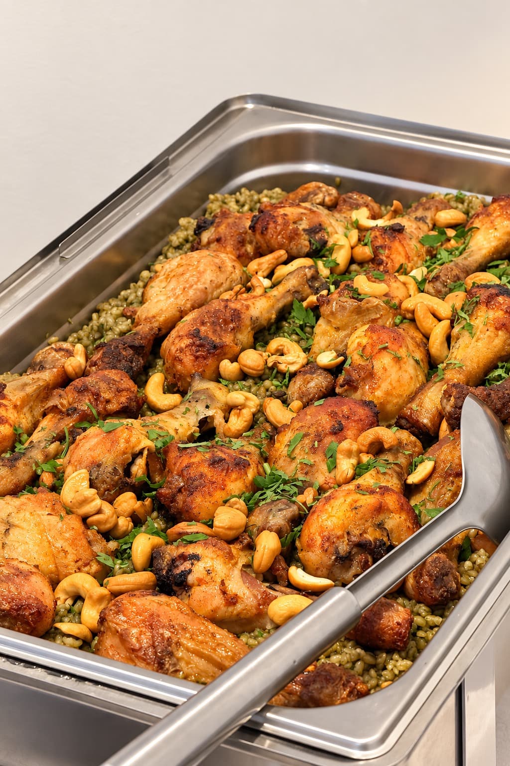 Poulet rôti aux noix de cajou sur lit de boulgour